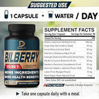 DEDICAD Bilberry capsules container showcasing the premium USA imported product seals and manufacturing compliance.
