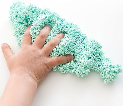 Child using non toxic bead textured modeling foam to sculpt shapes and develop fine motor skills.