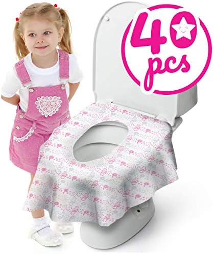 Cadily Princess toddler hygiene seat covers showing the pink pattern waterproof material