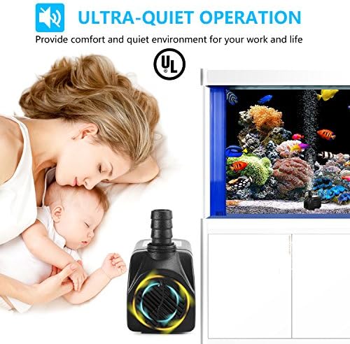 CWKJ submersible pump operating inside a glass fish tank environment