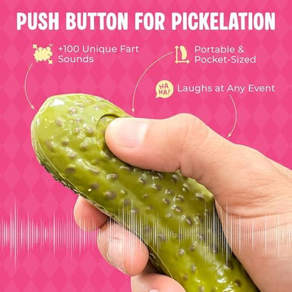 Compact electronic pickle toy held in hand for portable amusement