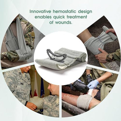Close up of non-adherent pad on Israeli emergency bandage