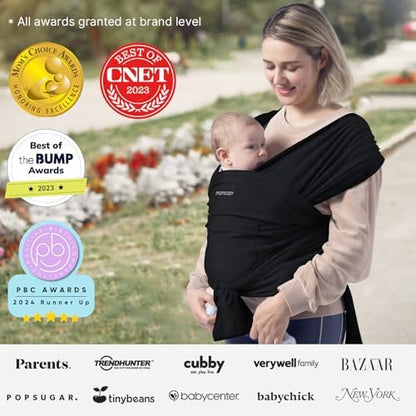 The lightweight polyester-spandex fabric texture of the Momcozy newborn wrap carrier.