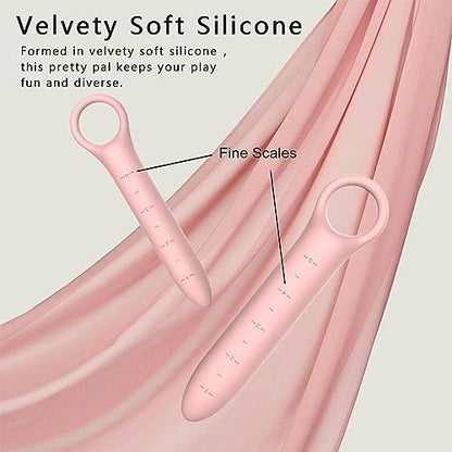 Five sizes of QoQiu silicone pelvic dilators aligned