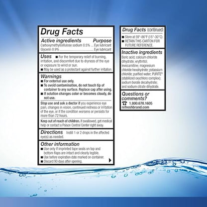 Side view of Refresh Optive lubricant box highlighting doctor recommended brand status.