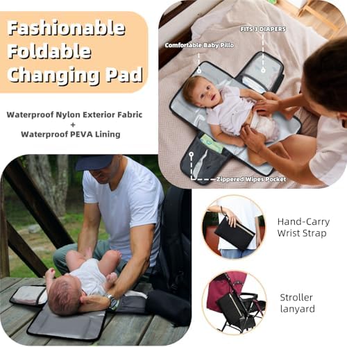 Rosegin waterproof changing pad and pacifier case included accessories