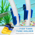 Durable plastic aquarium pipe holder clips displayed in a complete set