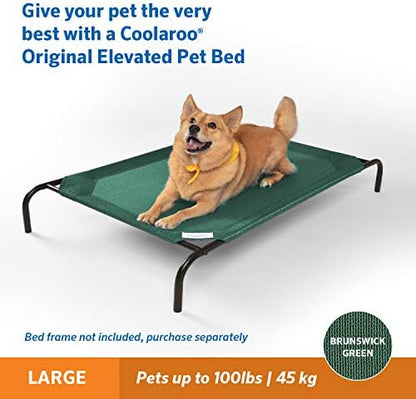 Authentic USA imported elevated pet bed fabric replacement in Brunswick Green shade.