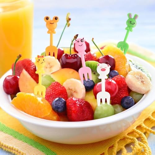 Assorted cartoon animal bento box food picks for kids