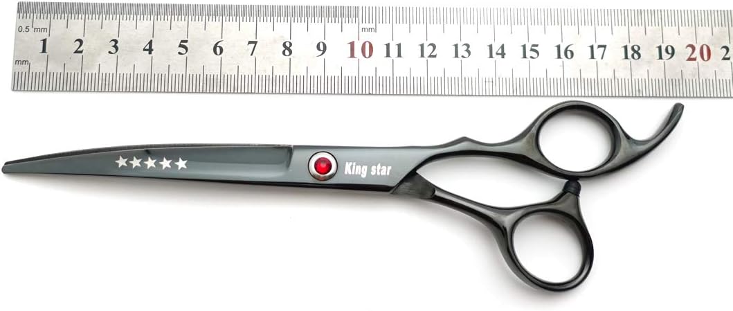7.0in Titanium Professional dog Grooming Scissors set,Straight & Thinning & Curved scissors 4pcs set for Dog grooming (Bright black) - Image 9