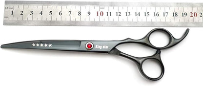 7.0in Titanium Professional dog Grooming Scissors set,Straight & Thinning & Curved scissors 4pcs set for Dog grooming (Bright black) - Image 9