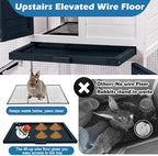FunXplore Bunny Hutch Indoor Outdoor Rabbit Cage Chicken Coop Animal House with Wire Floor Above Pull-Out Tray, Chew-Resistant Ramp & Entrance, Openable Waterproof Roof & UV-Resistant Roof - Image 5