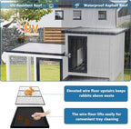 Rabbit Hutch Indoor Outdoor Bunny Cage, Weather Resistant Openable Roof, Slide Out Tray, Handle & Rolling Wheels, Chicken Coop, 48.05" L x 26.02" W x 34.3" H, White - Image 7