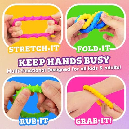 Four pack of colorful textured sensory bracelets