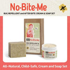 SallyeAnder No-Bite-Me insect repellent cream jar and soap bar packaging.