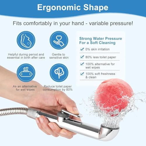 Handheld bidet sprayer with stainless steel hose