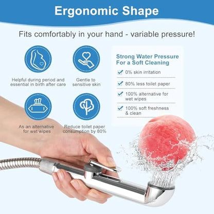 Handheld bidet sprayer with stainless steel hose