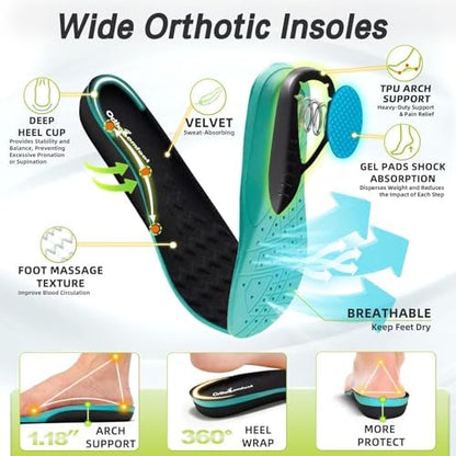 Close up of the orthotic arch support system inside OrthoComfoot diabetic walking shoes.