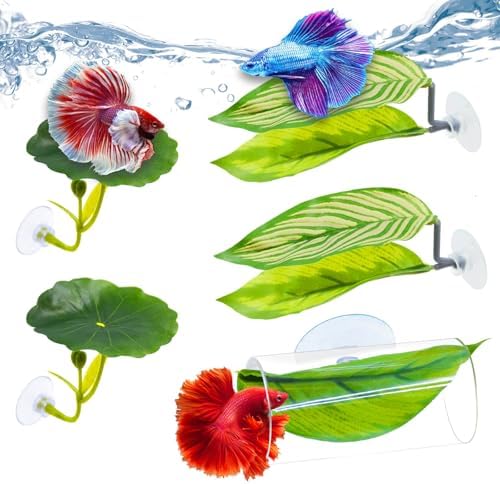 Soft plastic aquarium lotus leaf hammock attached to glass with premium suction cup