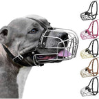 BRONZEDOG stainless steel pitbull mask showing adjustable leather straps.