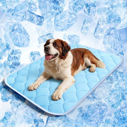 QOKO washable pet cooling blanket being placed into a washing machine for maintenance.