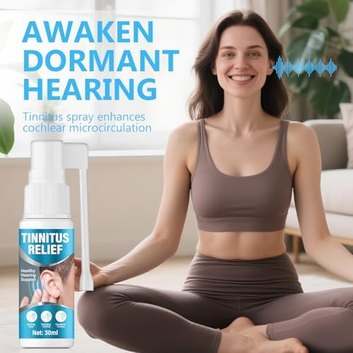 Natural ear noise reduction spray bottle with targeted nozzle for easy application.