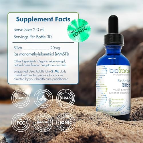 Biotrace BioActive Silica mineral supplement bottle packaging