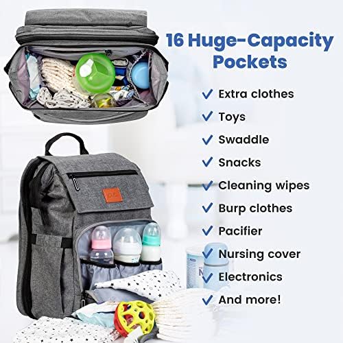 PILLANI waterproof travel nappy bag showing main storage capacity