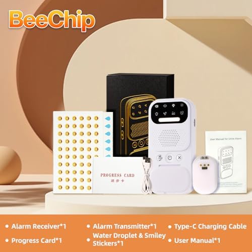 BeeChip sleep assistant kit with charging base and long-lasting battery display.