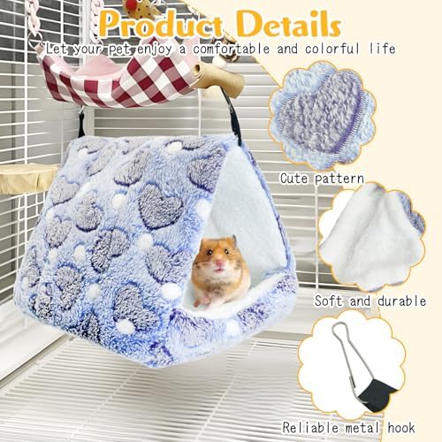 Washable guinea pig hammock bed with durable hanging carabiners close up view.