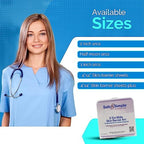 Safe n Simple protective ostomy barrier sheets showing dimensions and material details