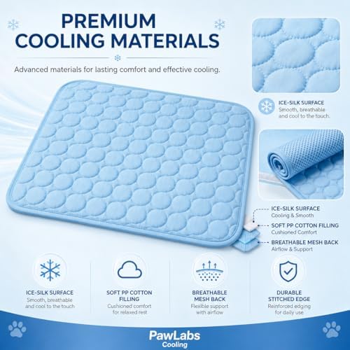 Pawlabs Cooling coffee brown large mat highlighting the comfortable PP cotton padded edges.