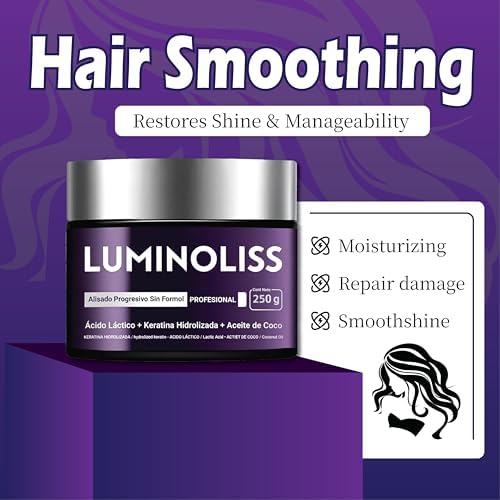 LuminoLiss keratin hair treatment cream jar on white background