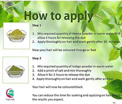 Two step natural hair coloring process using organic indigo powder for deep black results