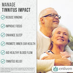 Enliven dietary supplement bottles displaying daily dosage and serving size information