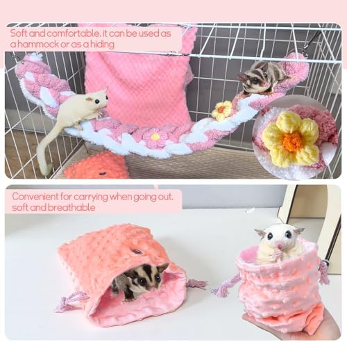 Sturdy metal hooks and reinforced webbing details on the Hamiledyi double layer ferret bed.