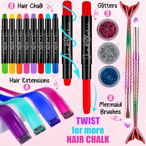 Close up of vibrant hair chalk markers for kids