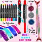 Close up of vibrant hair chalk markers for kids