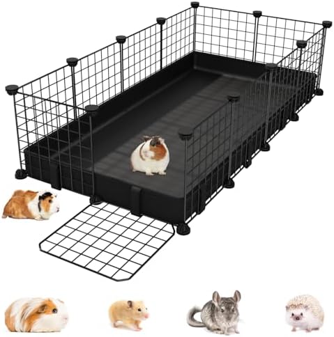 Small Animal Playpen with Waterproof Mat,Guinea Pig Cages,49.2x24.6x12.2inch C&C Cage for Hamster,Bunny,Hedgehog,Chinchilla,Ferret,Indoor Outdoor Portable Metal Wire Yard Fence,Metal Pet Panels-12pcs - Image 2