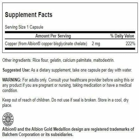 High bioavailability copper supplement for cellular health and energy support