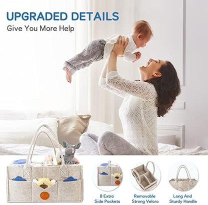 Maliton baby storage bin held by sturdy handles for portability