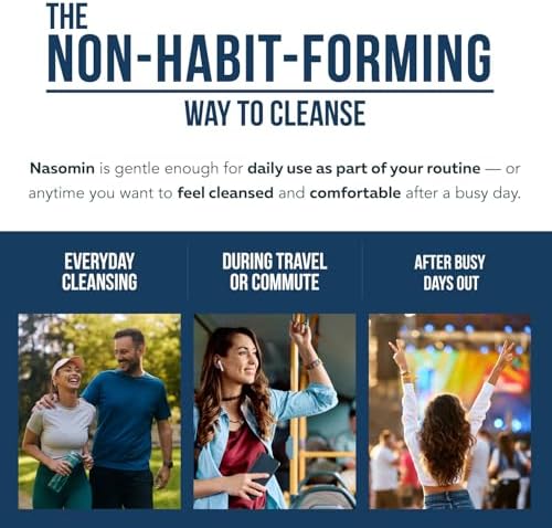 Nasomin Nasal Cleanse bottle emphasizing the natural earth sourced mineral complex for daily respiratory defense.