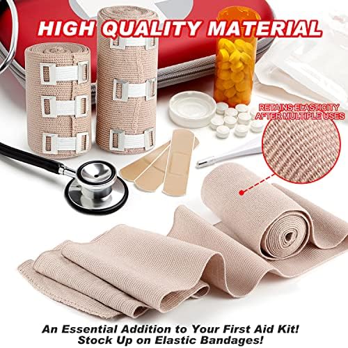 Set of four elastic bandages with 24 metal fastening clips for secure fit.