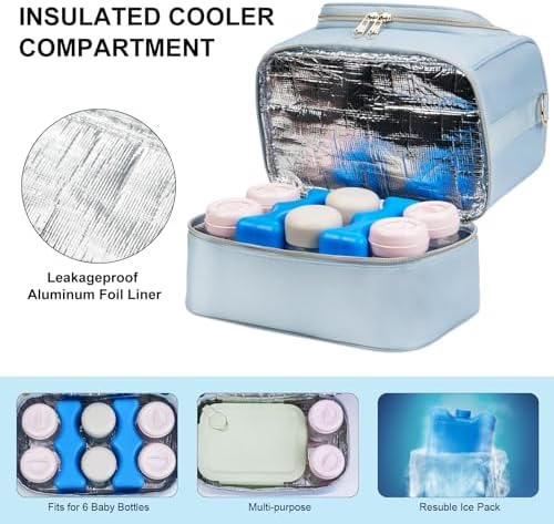 Open view of Jaffzora pump bag with storage pockets and ice packs