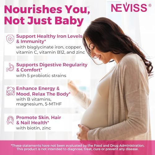 Neviss vegan prenatal vitamins with methylfolate and DHA text