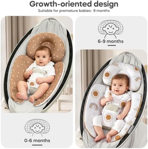 Reversible baby insert inside a Mamaroo swing for demonstration