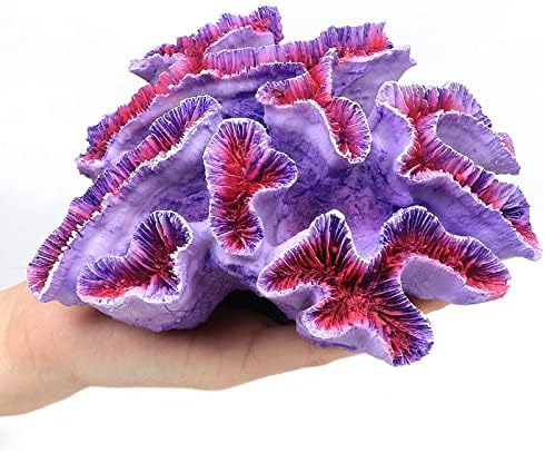 Vibrant purple polyresin coral ornament close up view