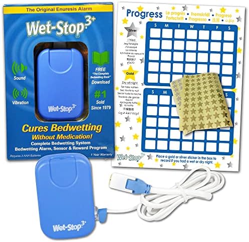 Wet-Stop 3 medical bedwetting monitor highlighting the magnetic pajama clip and target underwear sensor close up