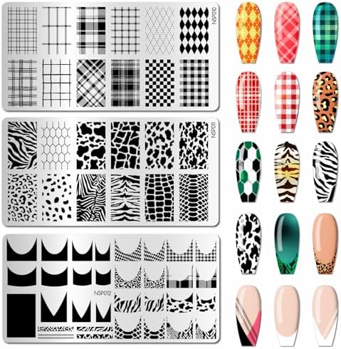 Alexnailart Arbuya nail art stamping plates front view set of three