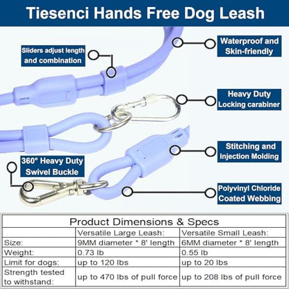 Hands Free Dog Leash Crossbody & Waist for Walking, 9-in-1 No Pull Dog Harness & Leash Set, Heavy Duty Waterproof Slip Lead for Large Medium Breeds (20-120lbs, Black) - Image 4